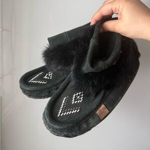 Black ankle moccasins